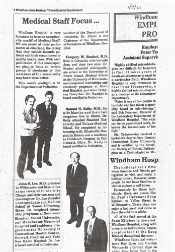 1-82 : Windham Hospital 소아과 전문의 Staff, 가운데 이상원 박사