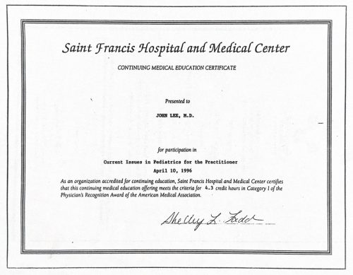 2-115 : Saint Francis Hospital Medical Center 소아과학 연수교육