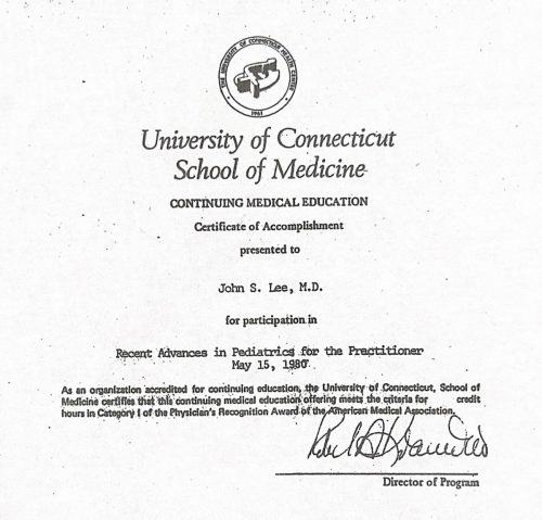2-132 : University of Connecticut, School of Medicine 소아과학 연수교육,1980년 5월