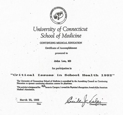 2-135 : University of Connecticut, School of Medicine, 소아과학 연수교육, 1982년 3월