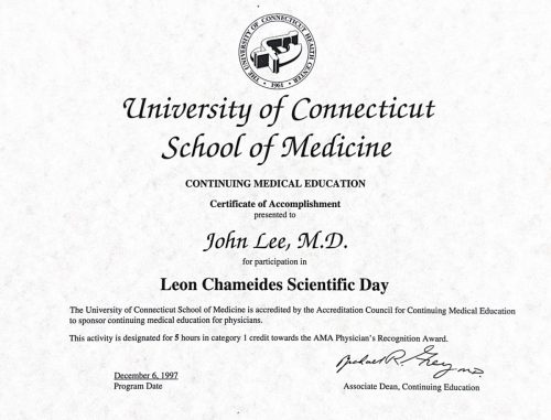 2-139 : University of Connecticut, School of Medicine 소아과학 연수교육, 1997년 12월