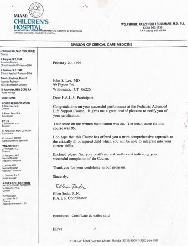 2-142 : Miami Children Hospital 소아과학 연수교육, 1995년 2월