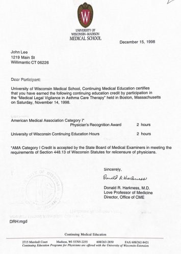 2-147 : University Wisconsin Madison Medical School 소아과학 연수교육, 1998년