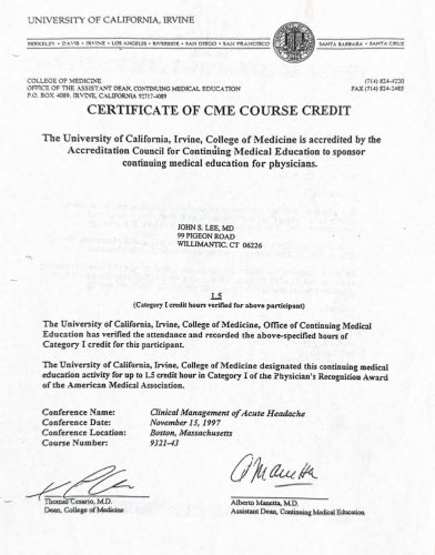 2-160 : Certificate CMA Course Credit, 1997년 11월