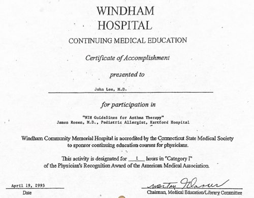 2-184 : Windham Hospital 소아과학 연수교육, 1993년