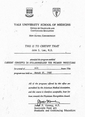2-187 : Yale University School of Medicine 소아과학 연수교육, 1982년