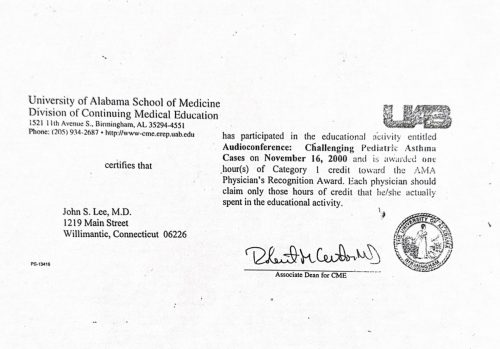 2-188 : Alabama School of Medicine 소아과학 연수교육, 2000년