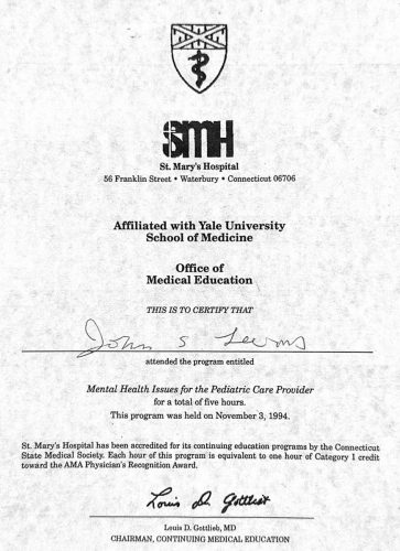 2-78 : St. Mary's Hospital 소아과학 연수교육 경력, 1994년 11월