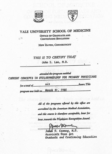 2-92 : Yale University School of Meicine 소아과학 연수교육, 1982년 3월 31일