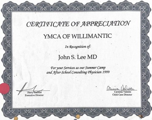 3-112 : YMCA에서 빋은 감사장,1999년