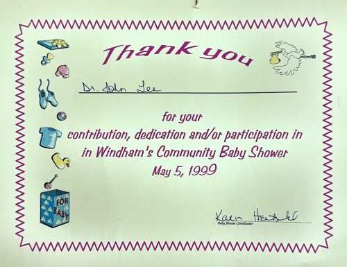 3-132 : Windham's Community Baby Shower에서 받은 감사장
