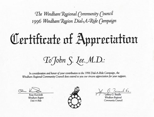 3-66 : Windham Regional Community Council로부터 받은 감사장