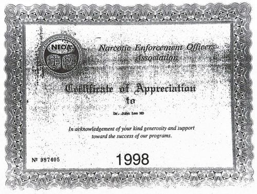 3-68 : Connecticut Narcotic Enforcement officers에서 받은 감사장, 1998년