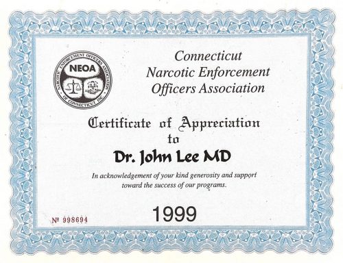 3-73 : Connecticut Narcotic Enforcement officers에서 받은 감사장, 1999년
