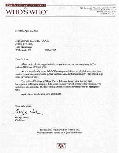 3-90 : 이상원 박사는 The National Registry Who's Who Edition에 등록